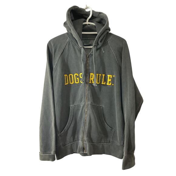Comfort Colors “Dogs Rule” Small Full Zip Hoodie Gray / Gold - Picture 1 of 6